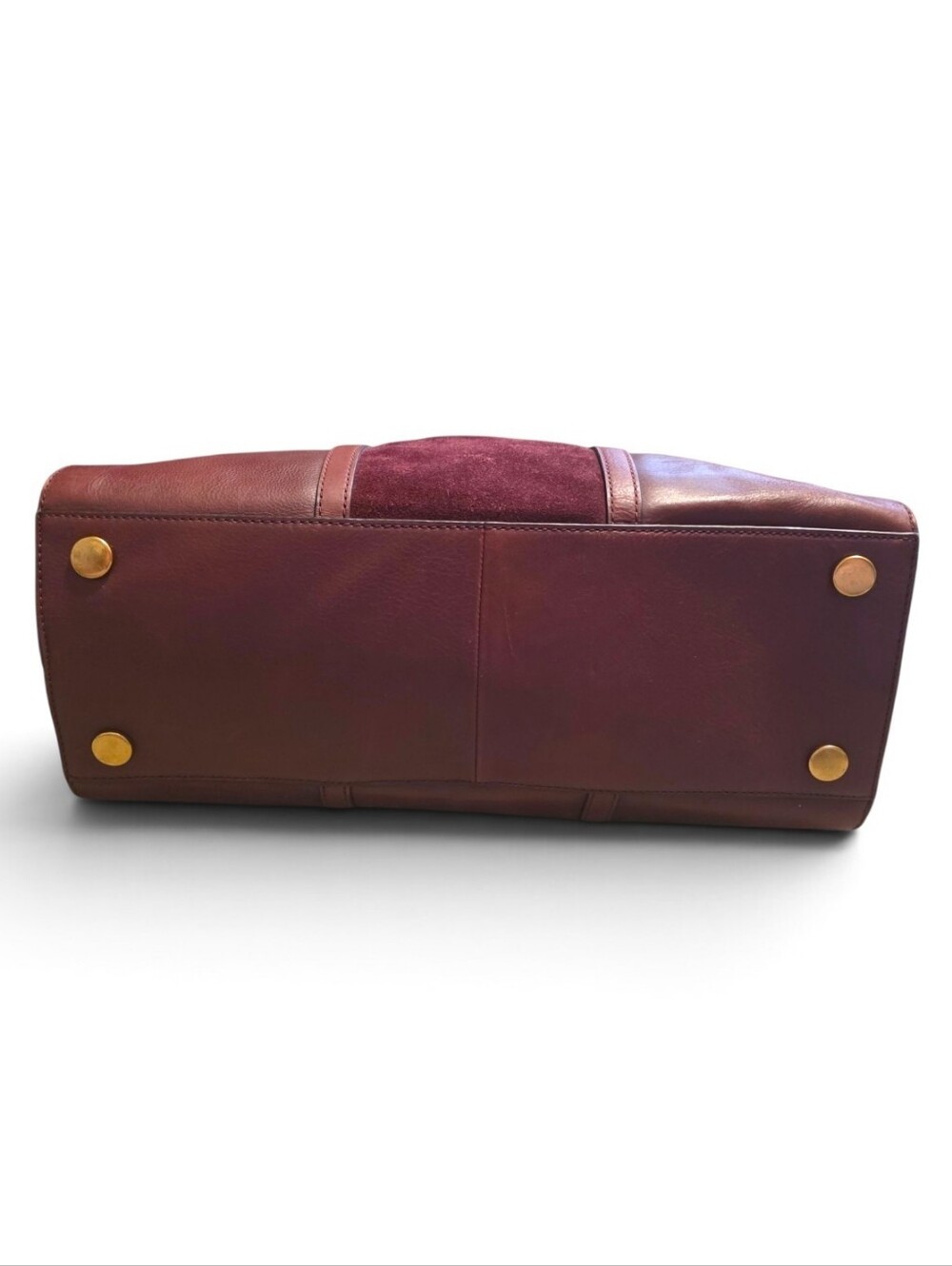 Fossil Carmen Leather and Suede Burgundy Tote Bag - Picture 4 of 8